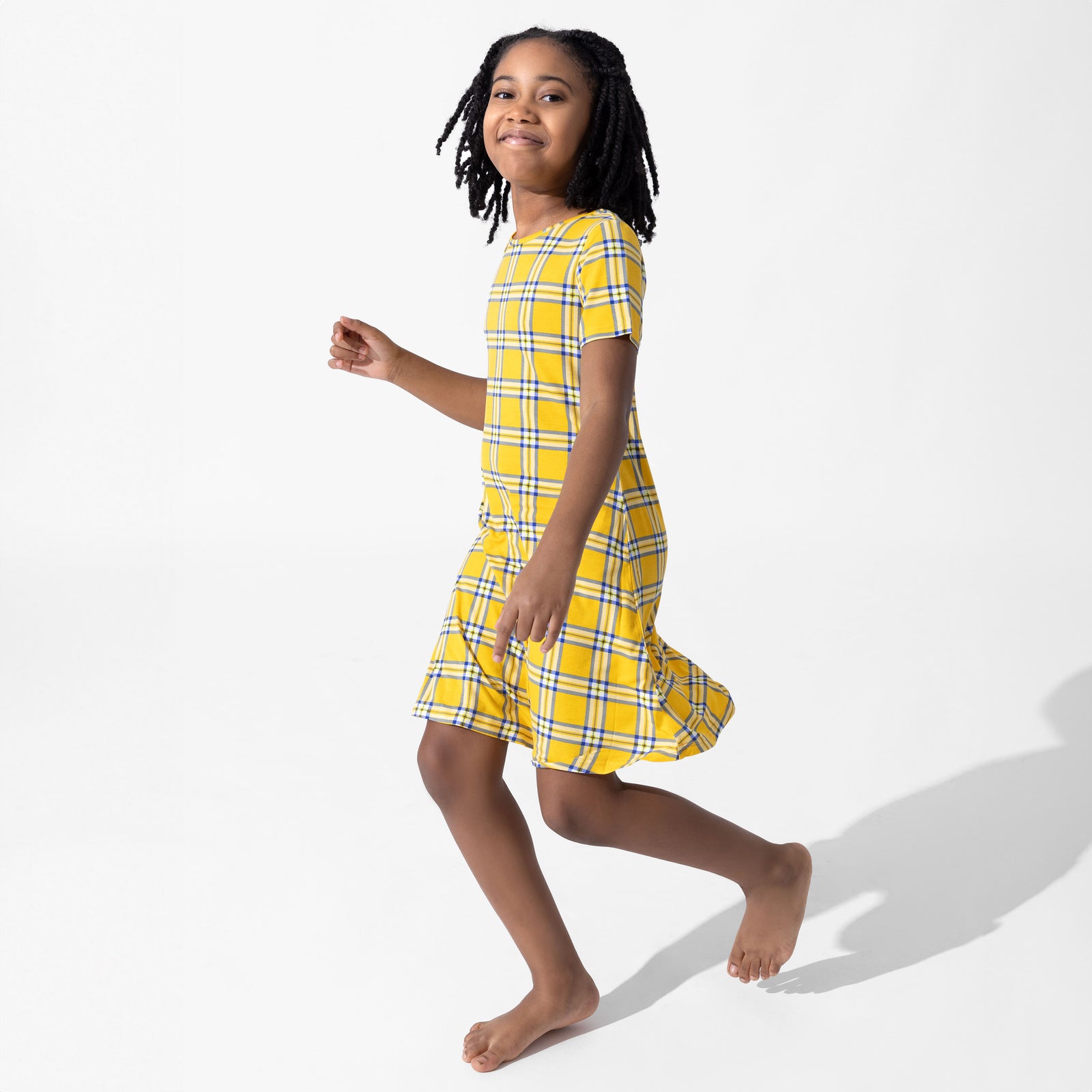 Clueless Total Betty Plaid Bamboo Girls' Short Sleeve Dress