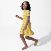 Clueless Total Betty Plaid Bamboo Girls' Short Sleeve Dress