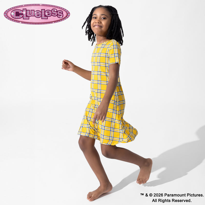 Clueless Total Betty Plaid Bamboo Girls' Short Sleeve Dress
