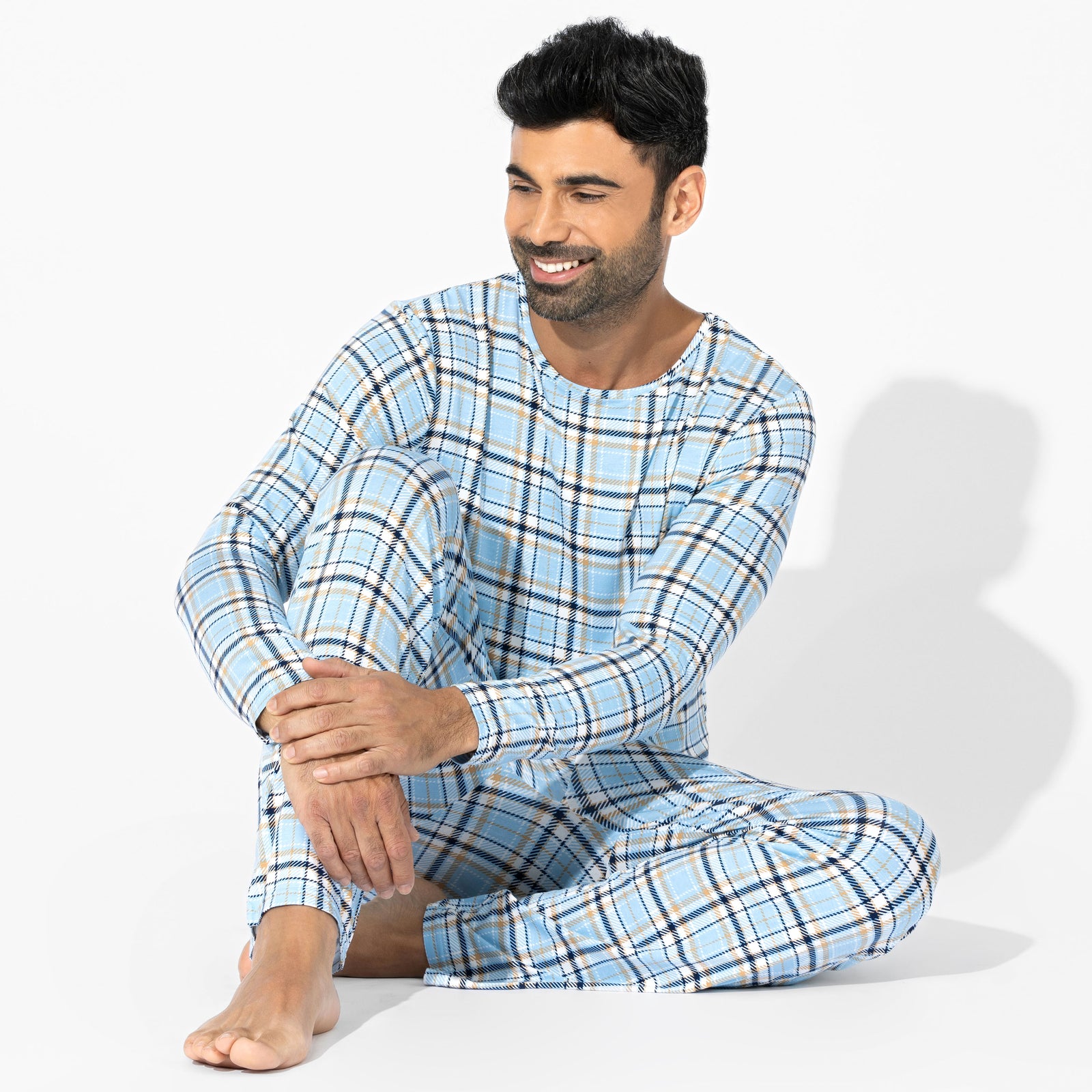 Holiday Plaid Blue Men's Pajama Set