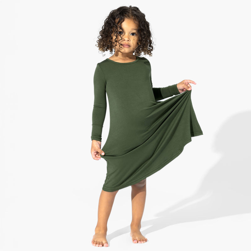 Evergreen Bamboo Girls' Long Sleeve Dress