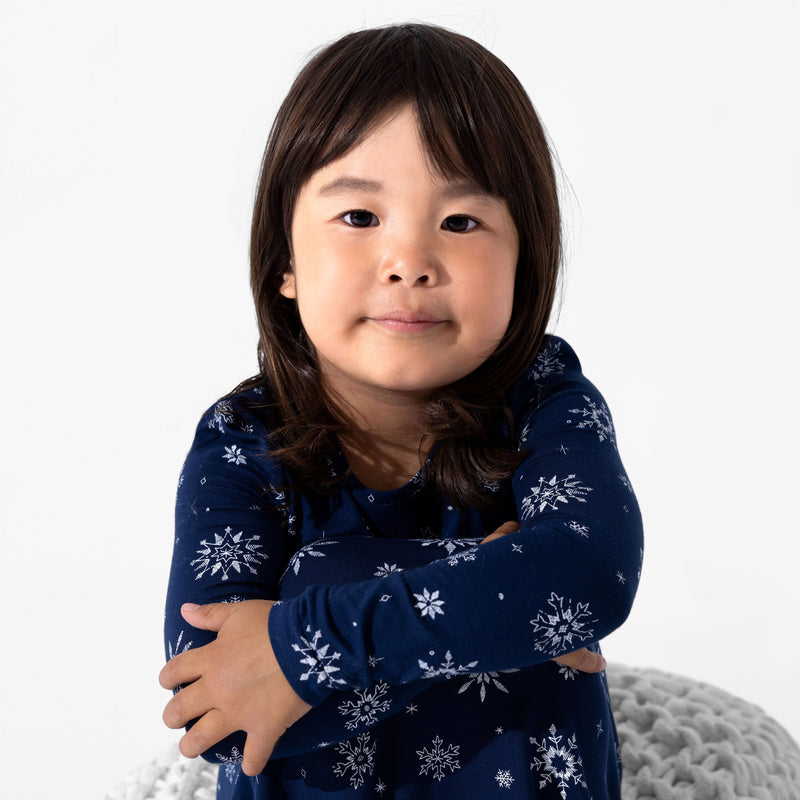 Snowflake Bamboo Girls' Long Sleeve Dress