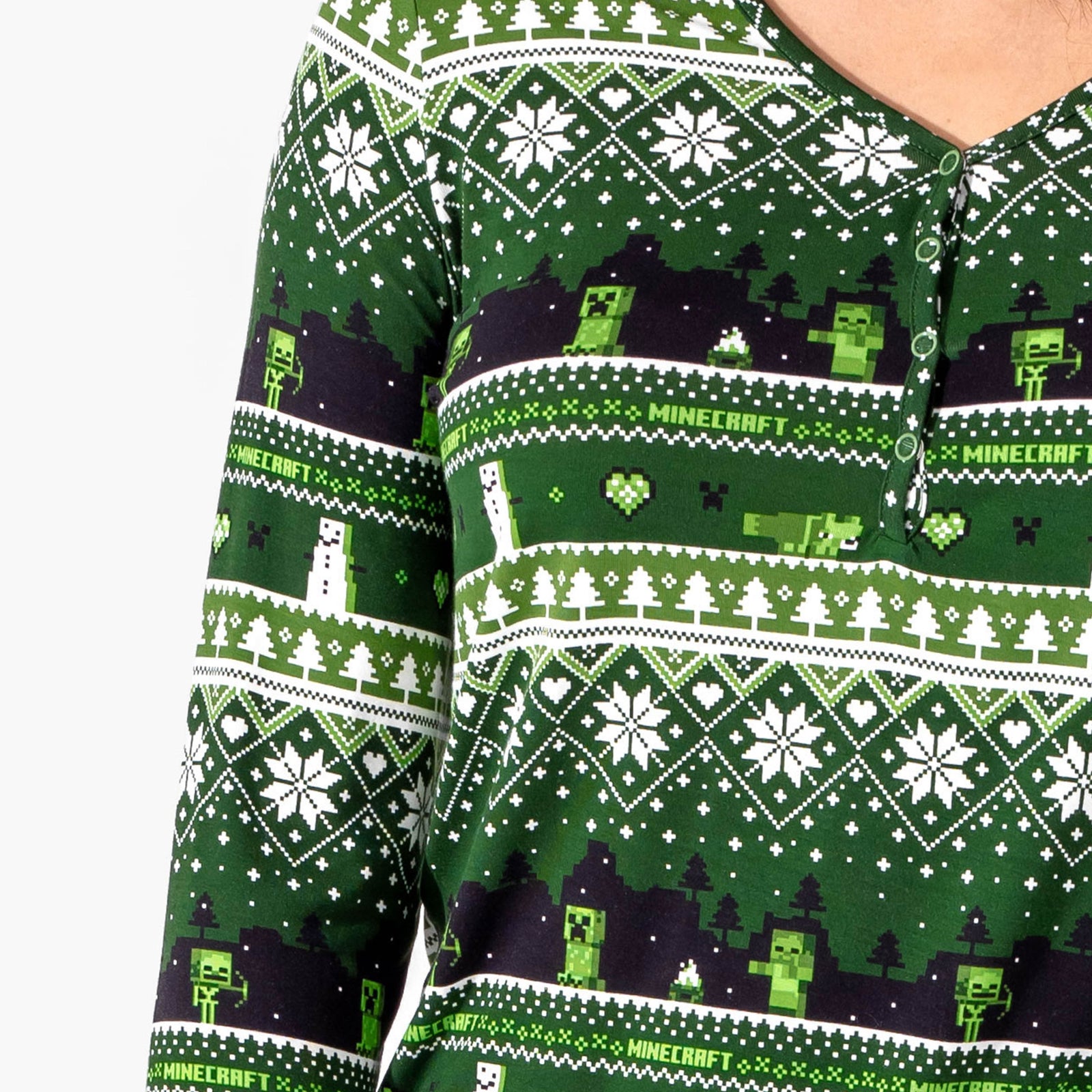 Minecraft Creeper Holiday Bamboo Women's Pajama Set