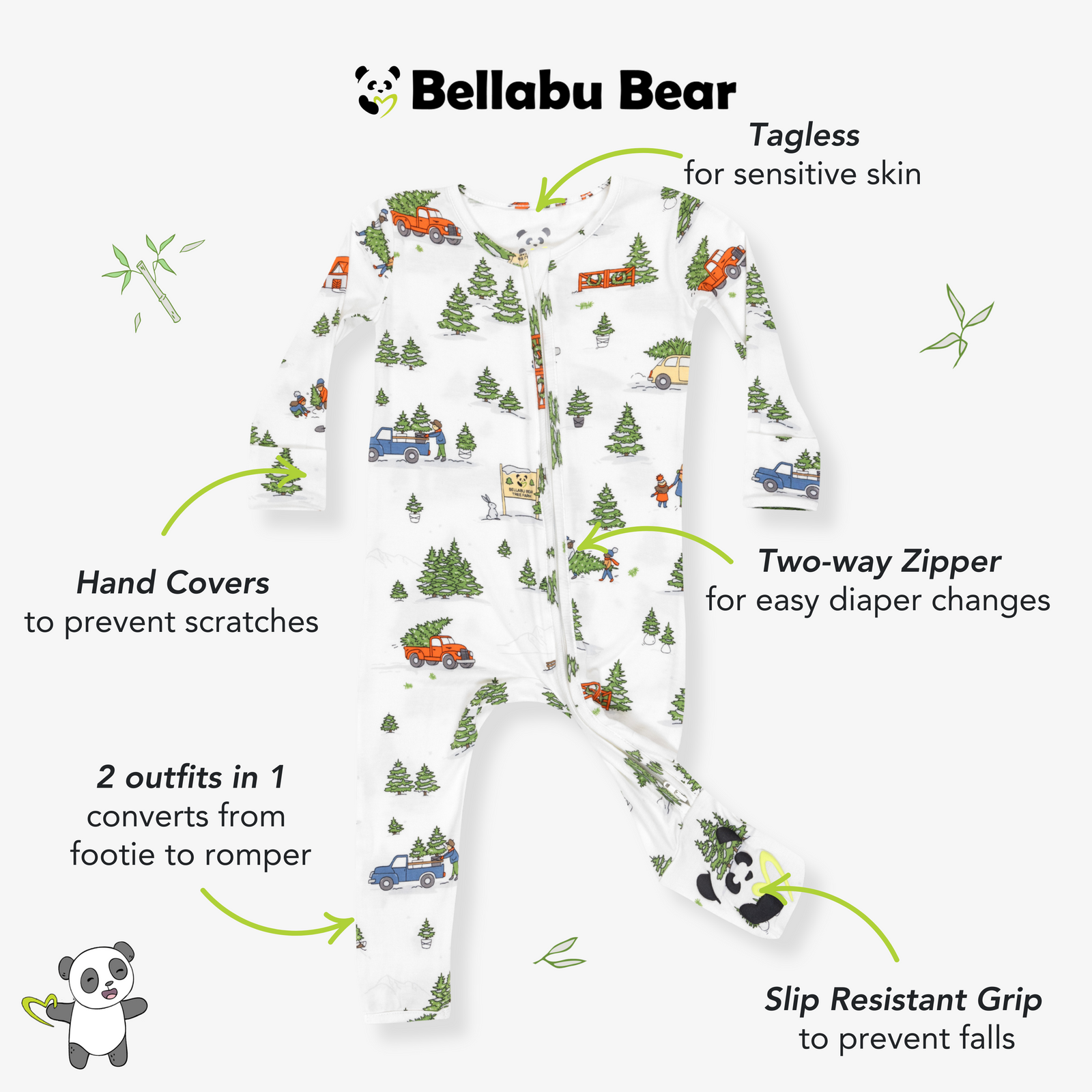 Christmas Tree Farm Bamboo Convertible Footie