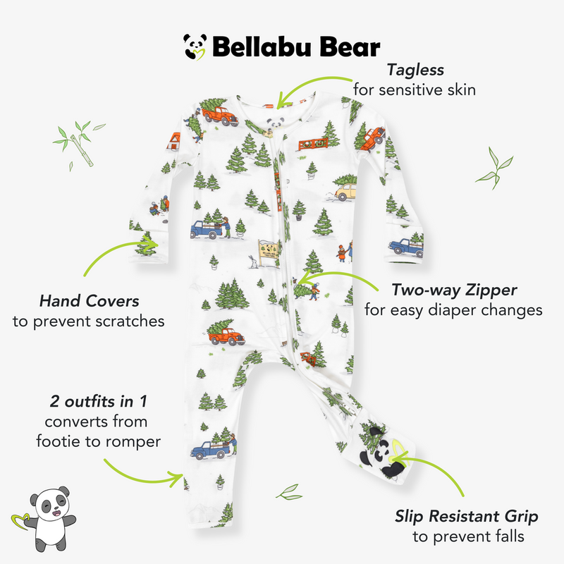 Christmas Tree Farm Bamboo Convertible Footie