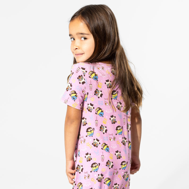 Despicable Me 4: Minions Always Popping Bamboo Girls' Short Sleeve Dress