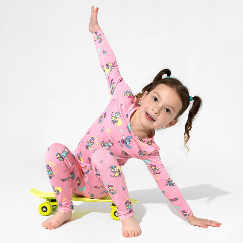 Skater Kitty Bamboo Kids Pajamas