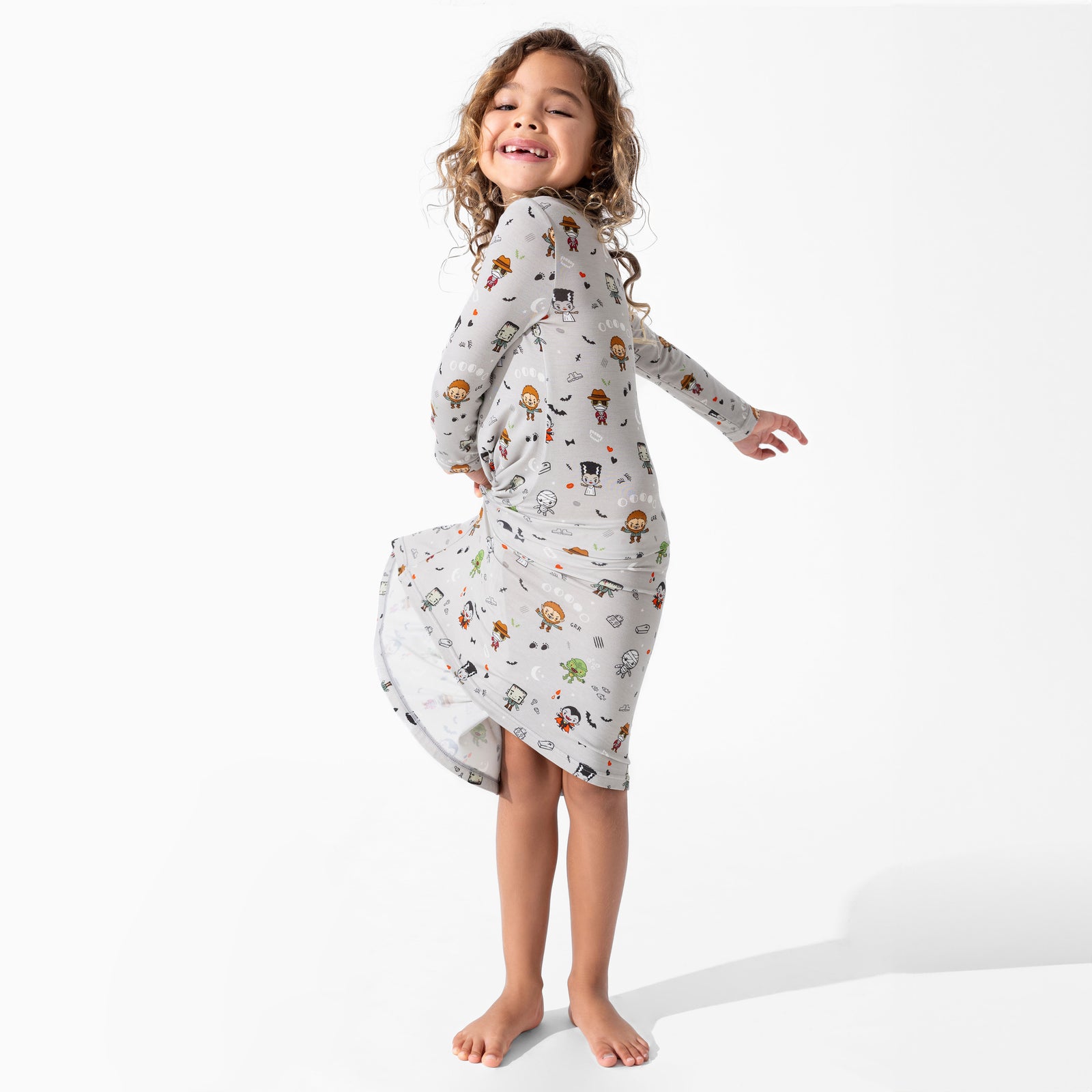 Little Monsters Bamboo Girls' Long Sleeve Dress