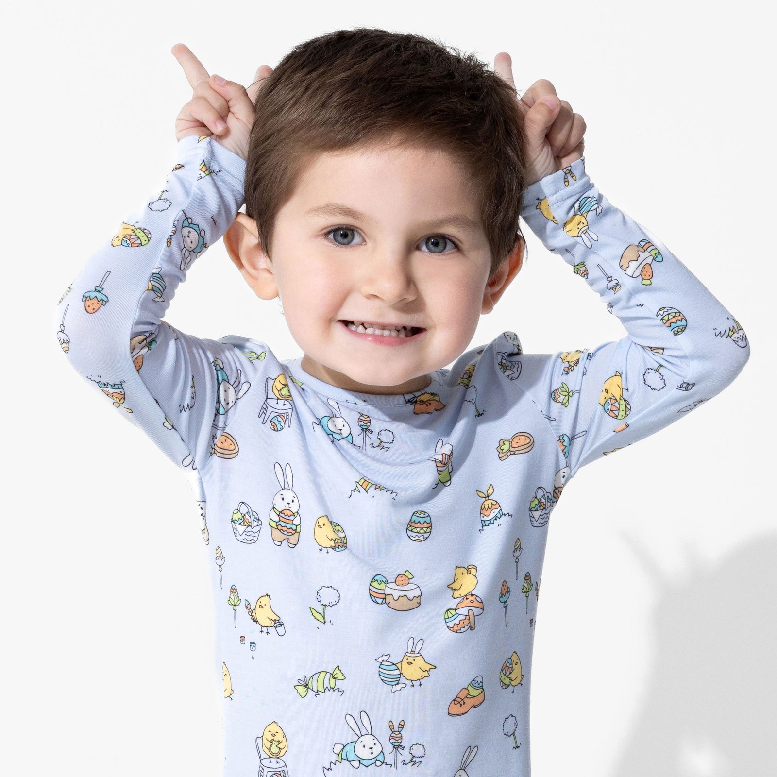Easter Bunny Blue Bamboo Kids Pajamas