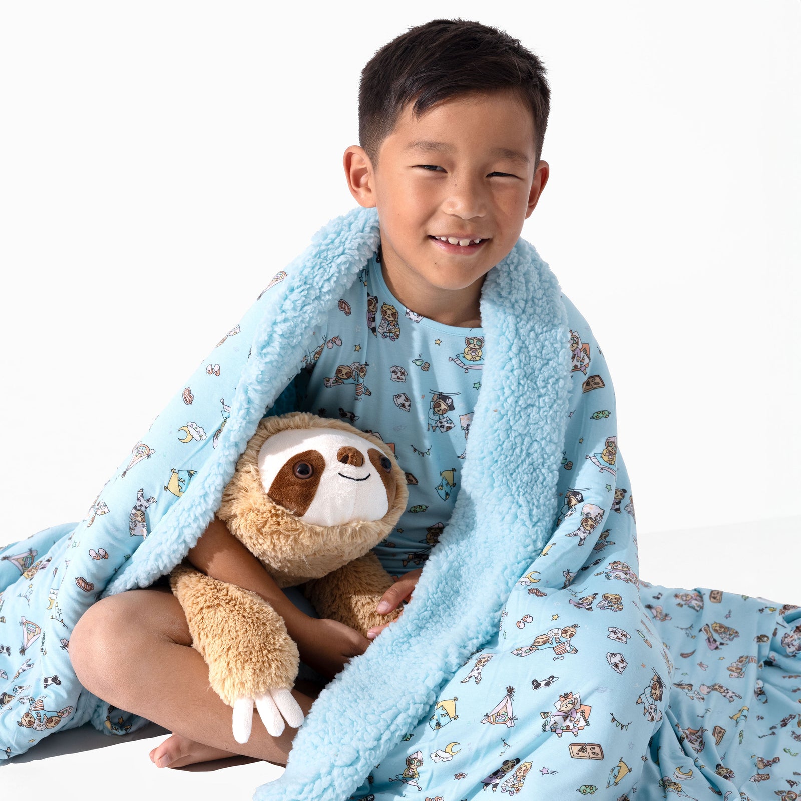Sloth Pajama Party Bamboo Sherpa Blanket