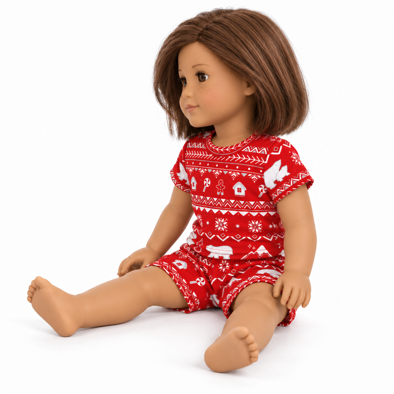 Polar Isle Red Bamboo Matching Teddy or Doll 18" Short Set