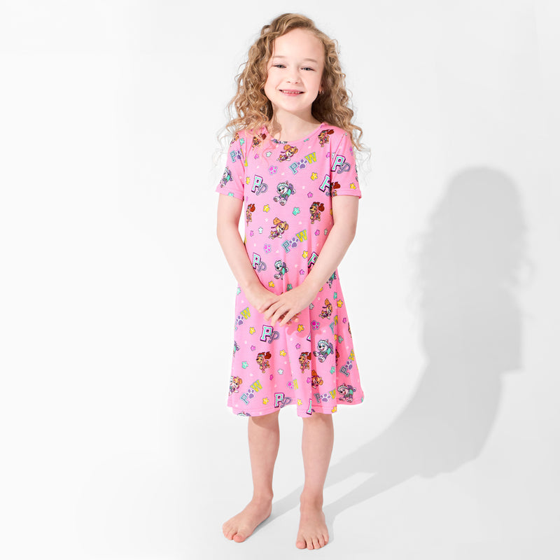 PAW Patrol: Varsity Pink Bamboo Girls' Short Sleeve Dress