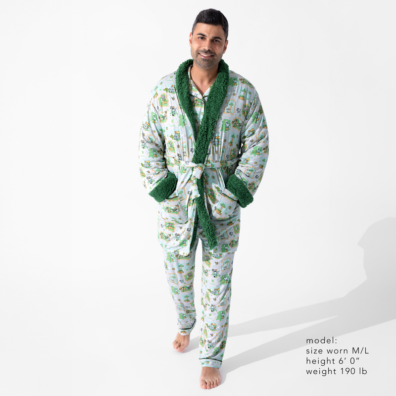 Minecraft Overworld Dreams bamboo Adult Sherpa Bathrobe