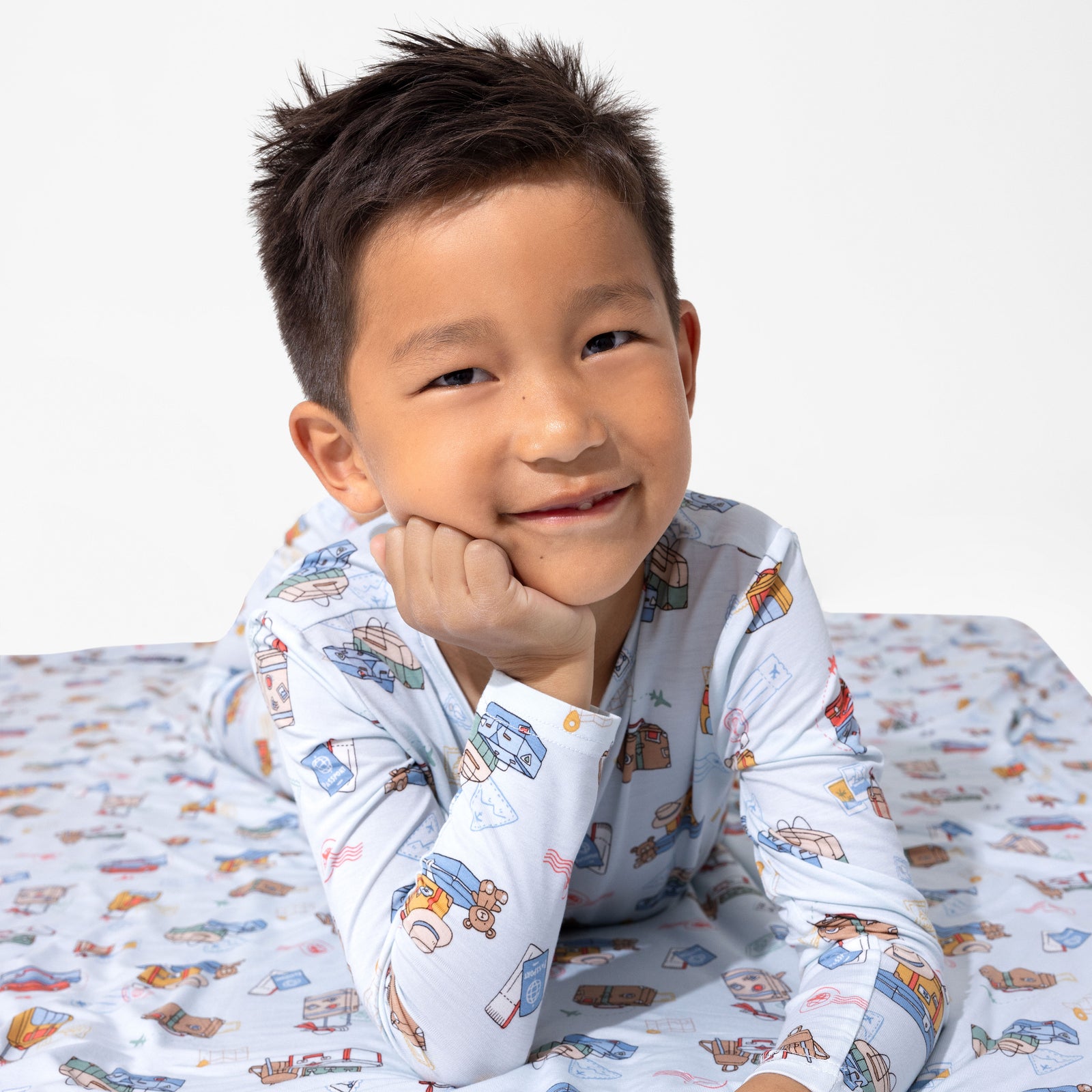 Vintage Suitcases Bamboo Sherpa Blanket