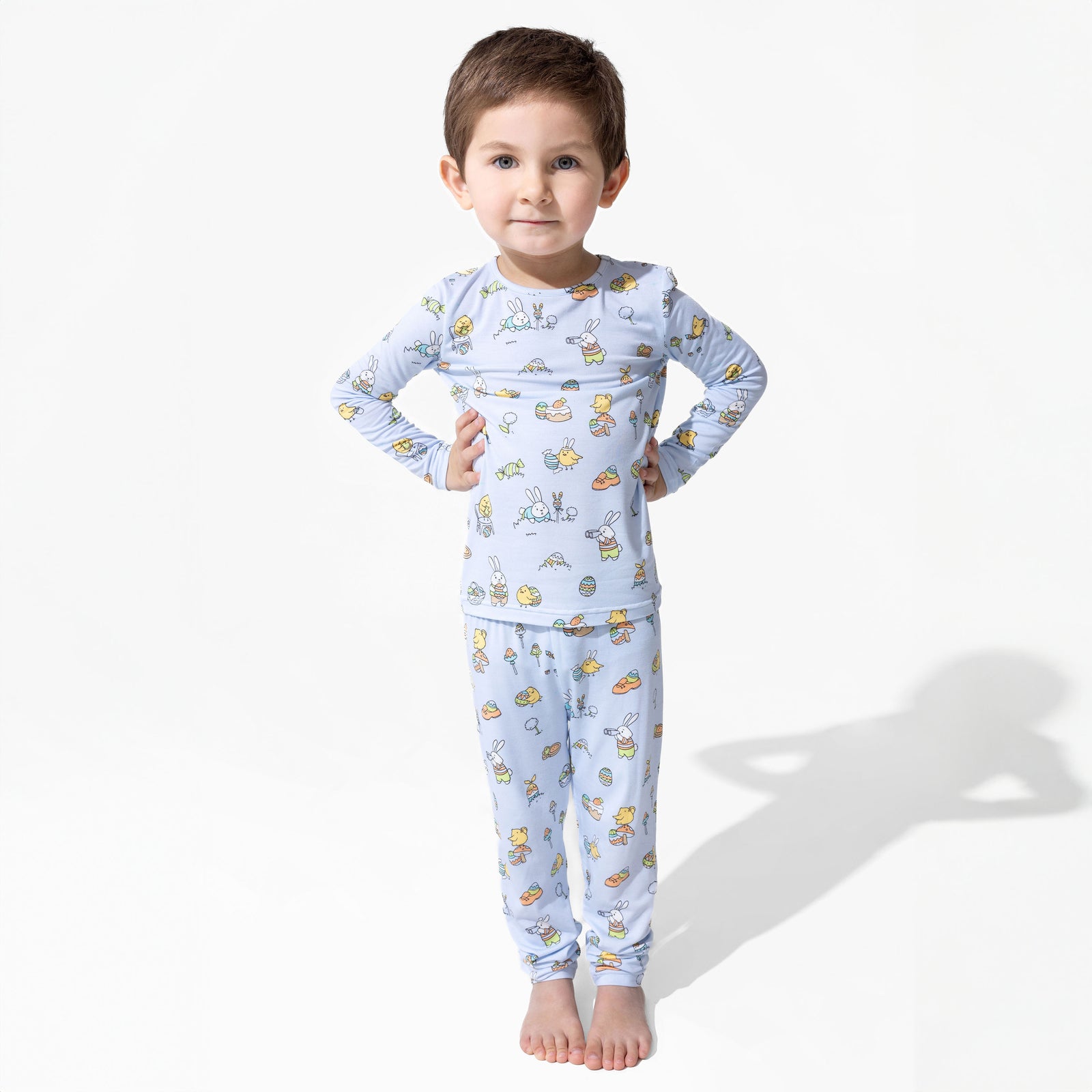 Easter Bunny Blue Bamboo Kids Pajamas