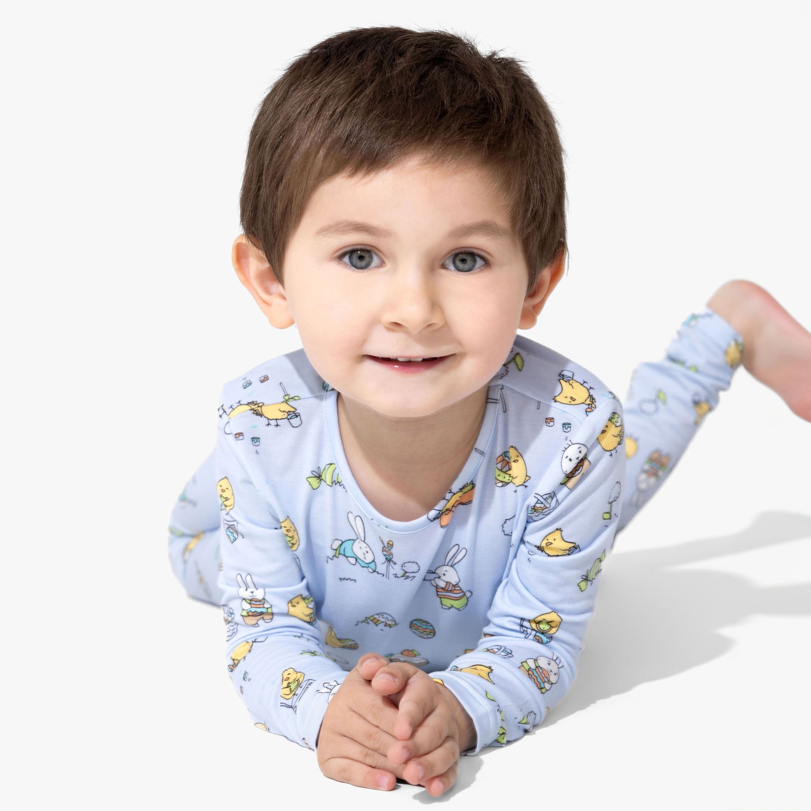 Easter Bunny Blue Bamboo Kids Pajamas