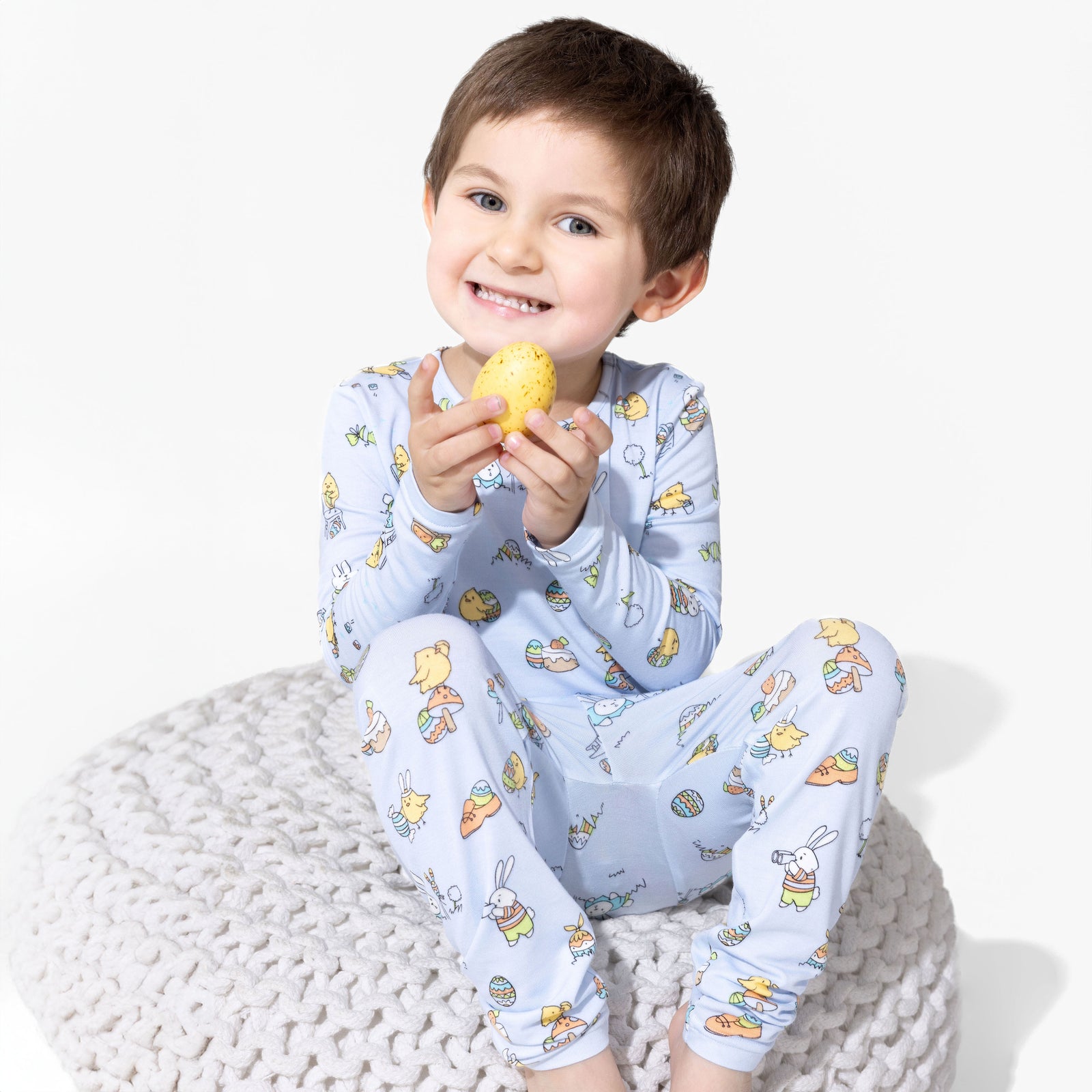 Easter Bunny Blue Bamboo Kids Pajamas