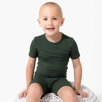 Pine Green Bamboo Kids Pajama Short Set