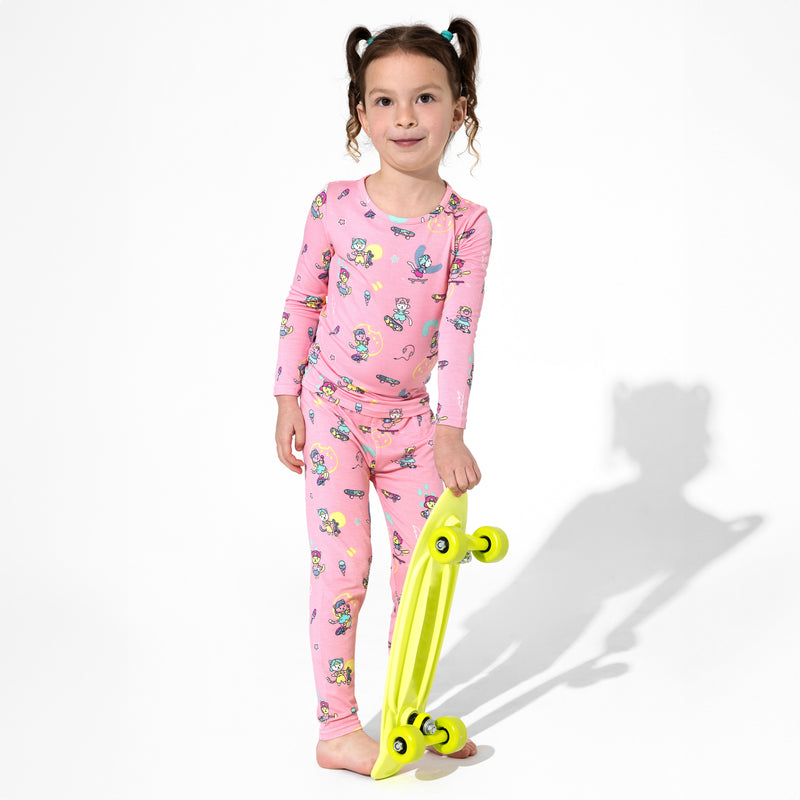 Skater Kitty Bamboo Kids Pajamas