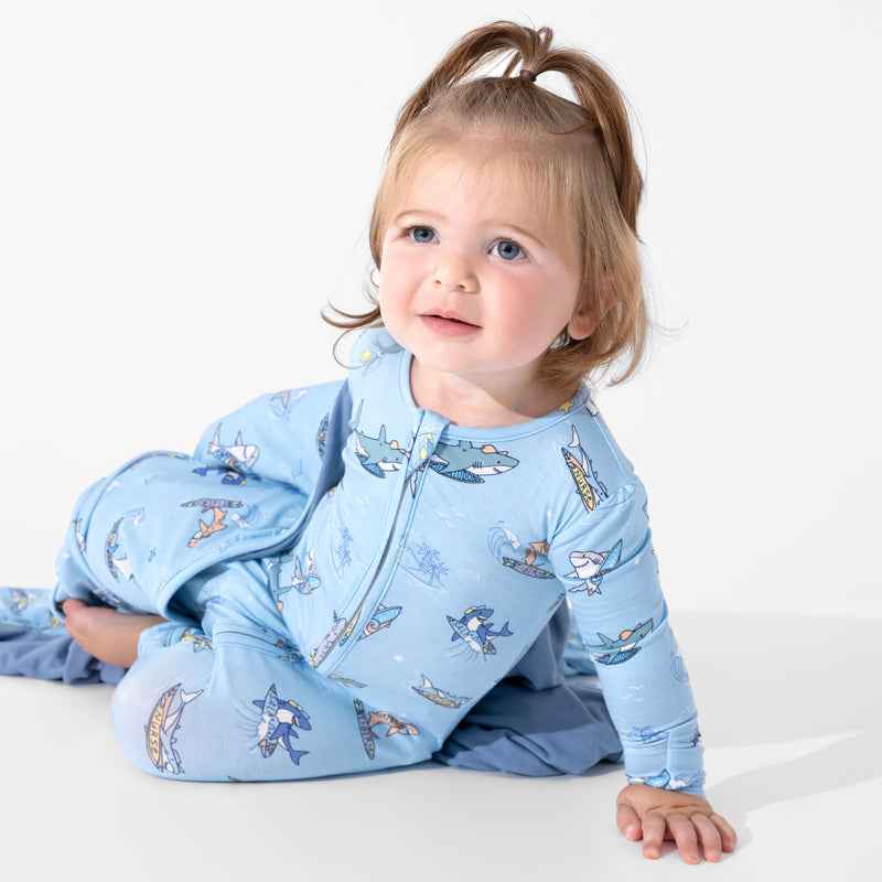 Shark School Bamboo Convertible Footie