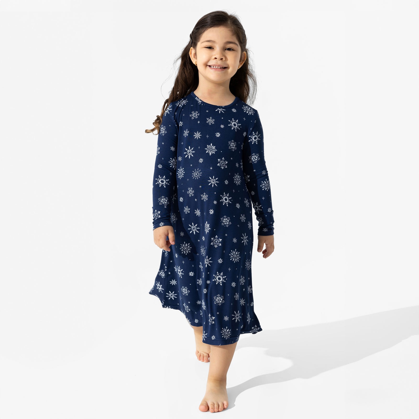 Snowflake Bamboo Girls' Long Sleeve Dress