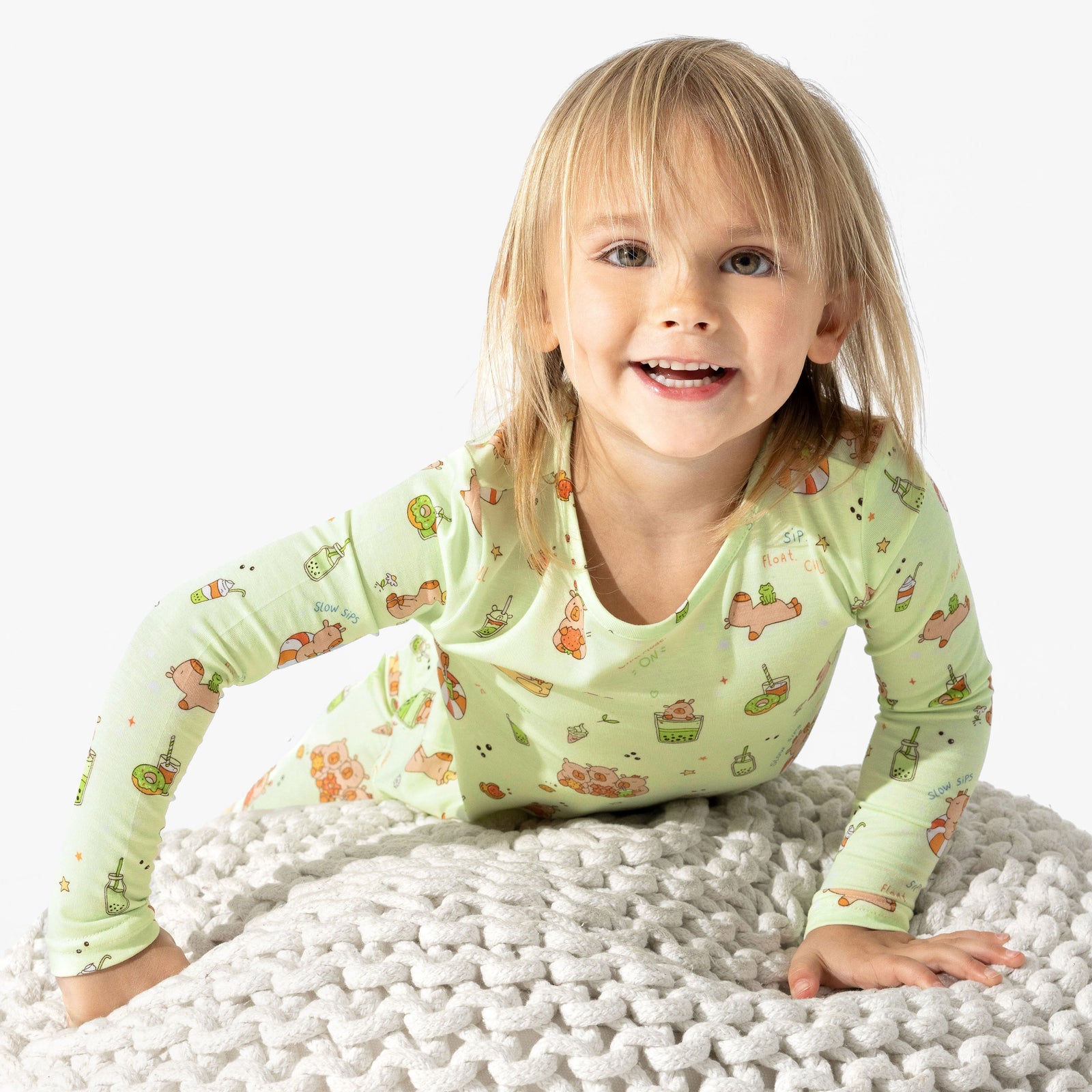 Capybara Boba Bamboo Kids Pajamas