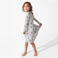 Little Monsters Bamboo Girls' Long Sleeve Dress