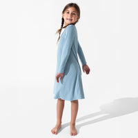 Oasis Teal Bamboo Girls' Long Sleeve Dress