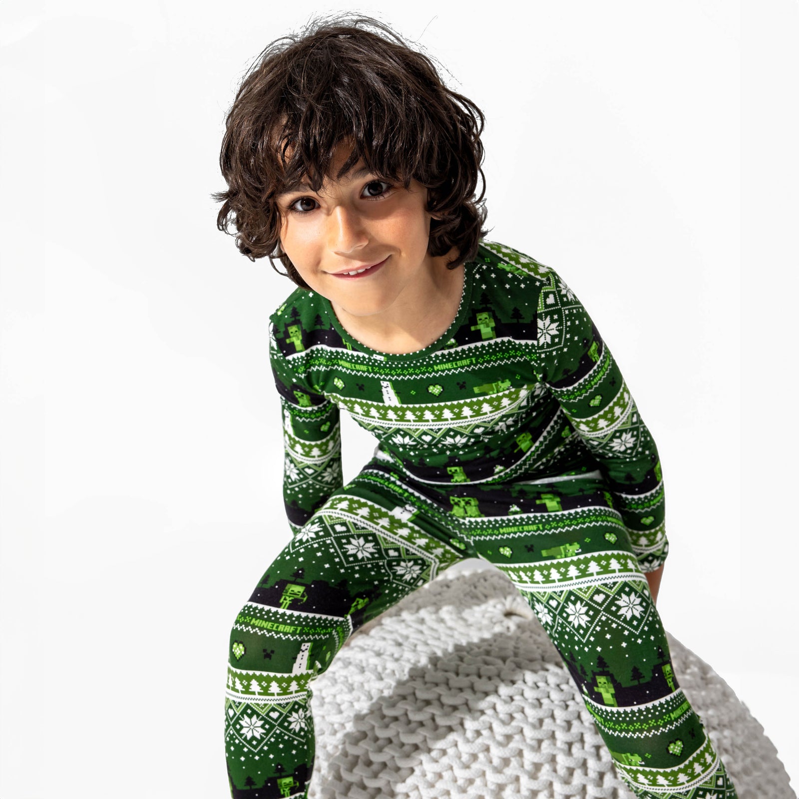 Minecraft Creeper Holiday Bamboo Kids Pajamas