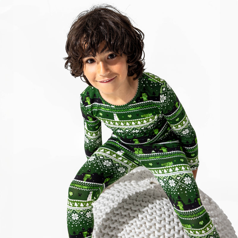 Minecraft: Creeper Holiday Bamboo Kids Pajamas