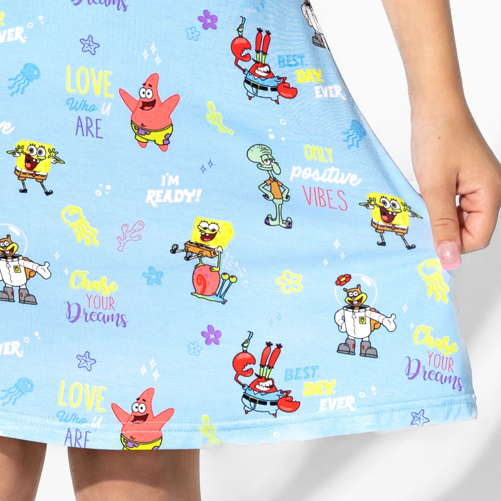 SpongeBob SquarePants: Good Vibes Bamboo Girls' Short Sleeve Dress, 12/14Y | Bellabu Bear SpongeBob SquarePants: Good Vibes Bamboo Girls' Short Sleeve Dress, 12/14Y | Bellabu Bear