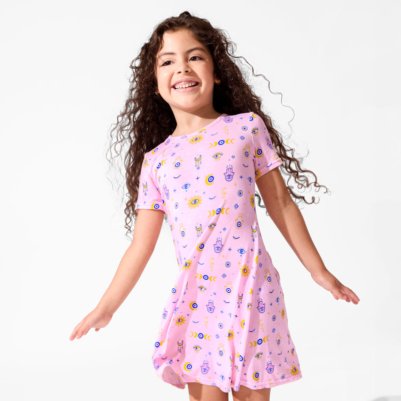 The Eye Pink Bamboo Girls' Sleeveless Dress