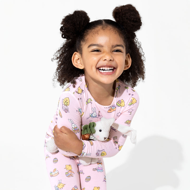 Easter Bunny Pink Bamboo Kids Pajamas