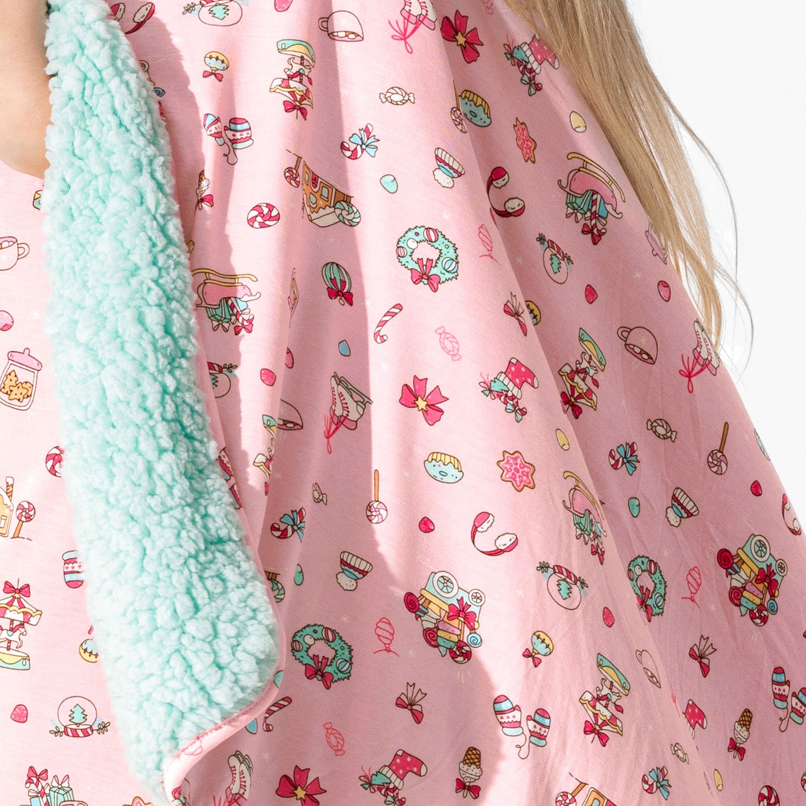 Candy Cane Lane Bamboo Sherpa Blanket