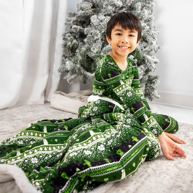 Minecraft Creeper Holiday Bamboo Kids Pajamas