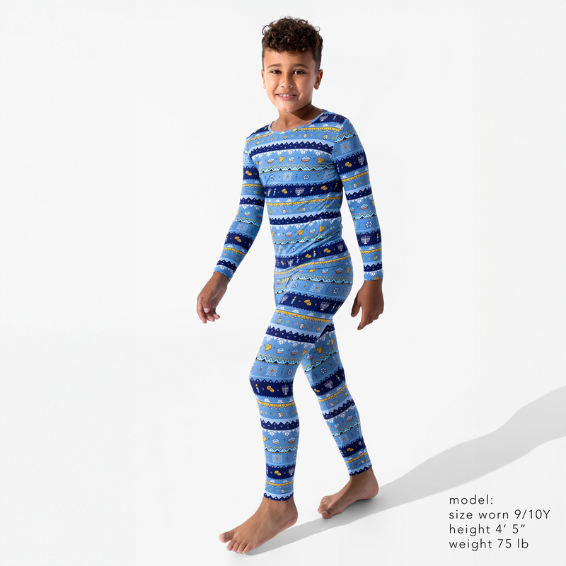 Hanukkah Fair Isle Bamboo Kids Pajamas