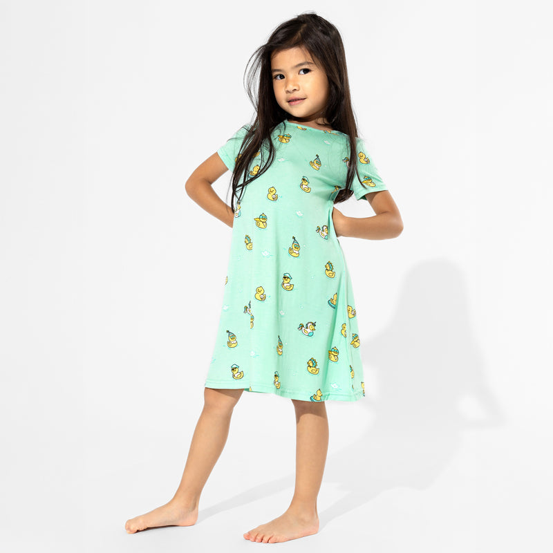 Rubber Ducky Bamboo Girls' Short Sleeve Dress