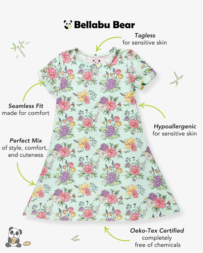 Petals & Posies Bamboo Girls' Short Sleeve Dress