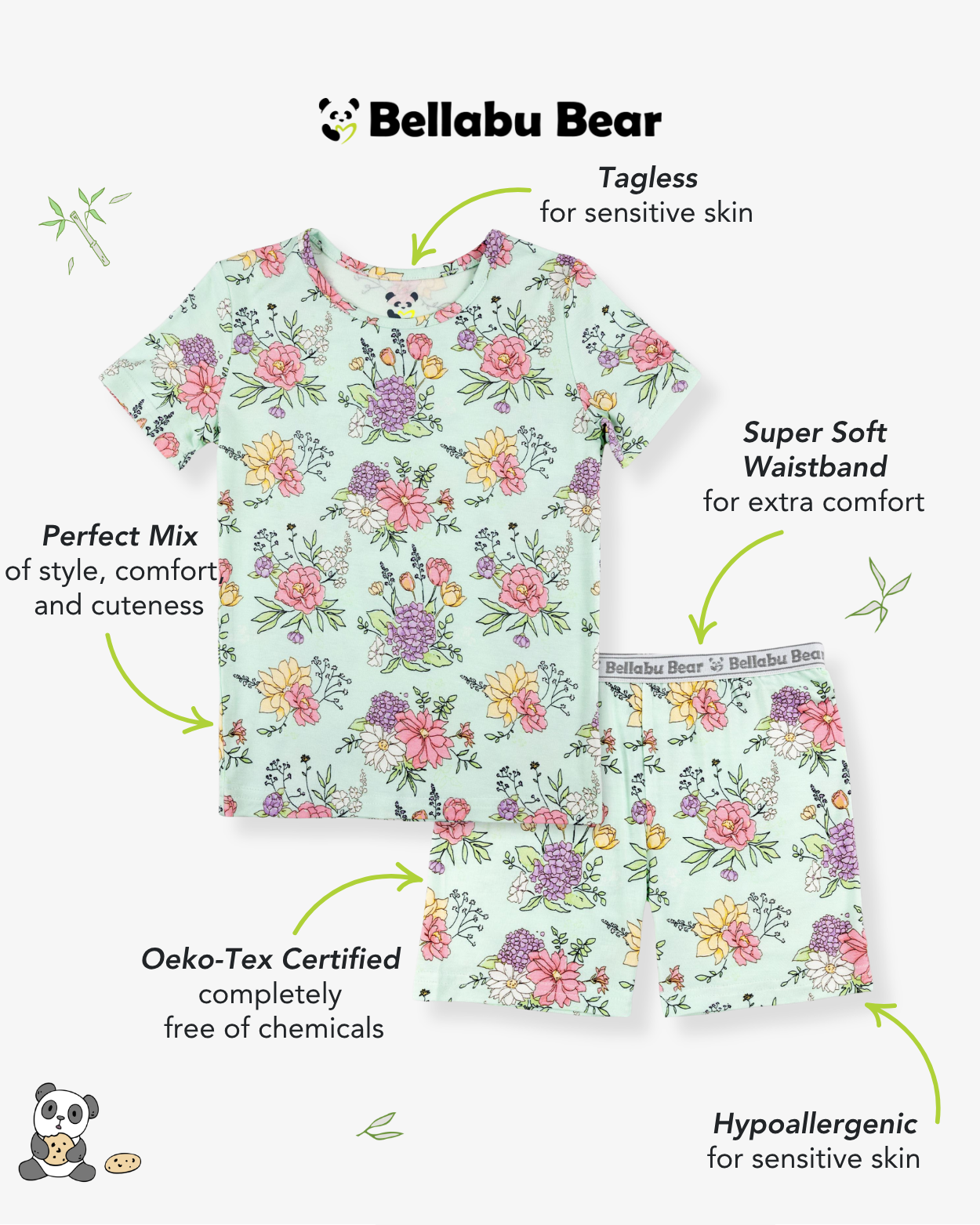Petals & Posies Bamboo Kids Pajama Short Set
