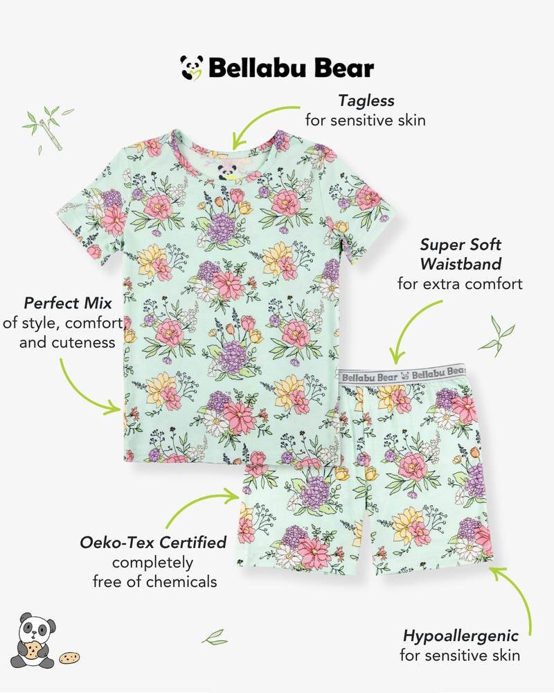 Petals & Posies Bamboo Kids Pajama Short Set