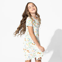 Summer Floral Bamboo Girls' Short Sleeve Dress