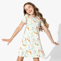 Summer Floral Bamboo Girls' Short Sleeve Dress