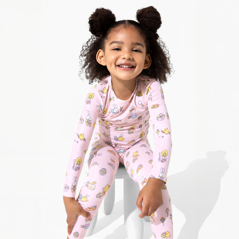 Easter Bunny Pink Bamboo Kids Pajamas