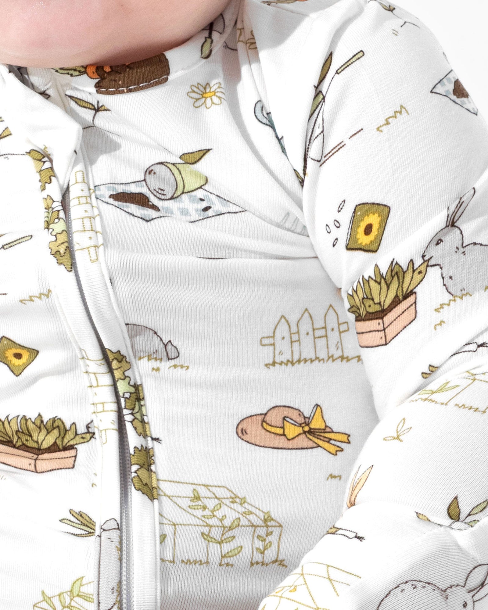 Bunny Garden Bamboo Convertible Footie