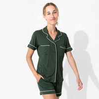 Pine Green Bamboo Women's Pajama Short Set