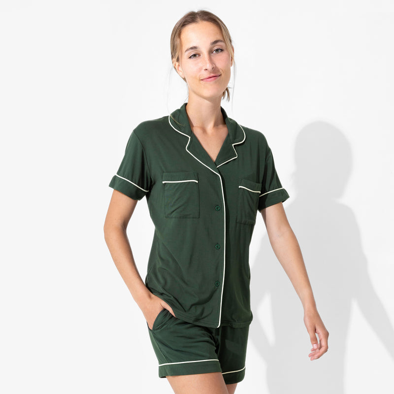 Pine Green Bamboo Women's Pajama Short Set