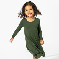 Evergreen Bamboo Girls' Long Sleeve Dress