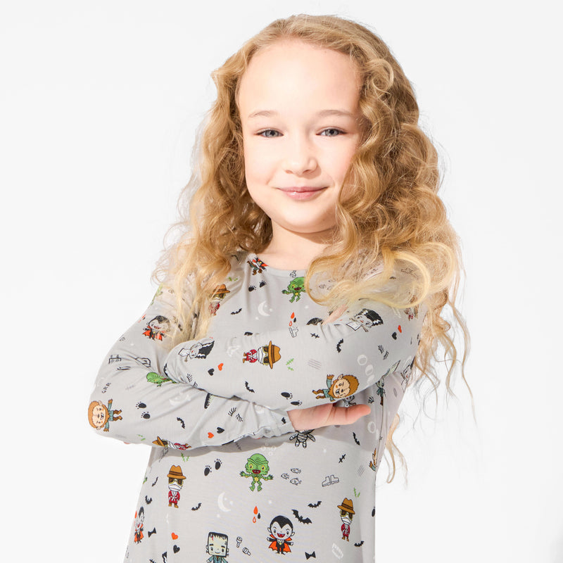 Little Monsters Bamboo Girls' Long Sleeve Dress