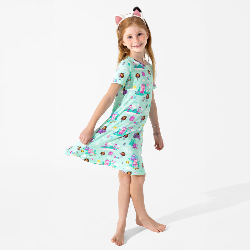 Gabby's Dollhouse: Cat Francisco Bamboo Girls' Short Sleeve Dress