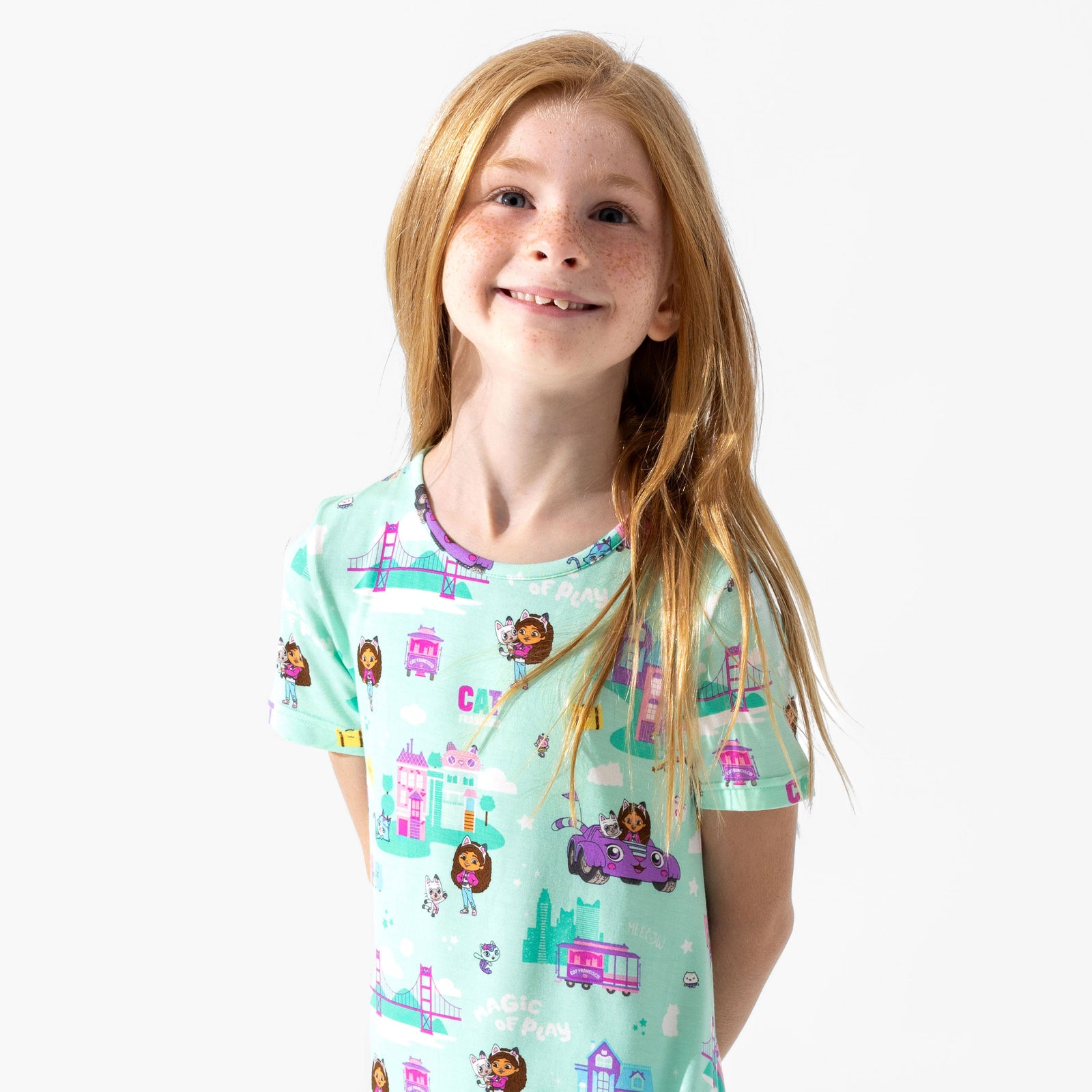 Gabby's Dollhouse: Cat Francisco Bamboo Girls' Short Sleeve Dress